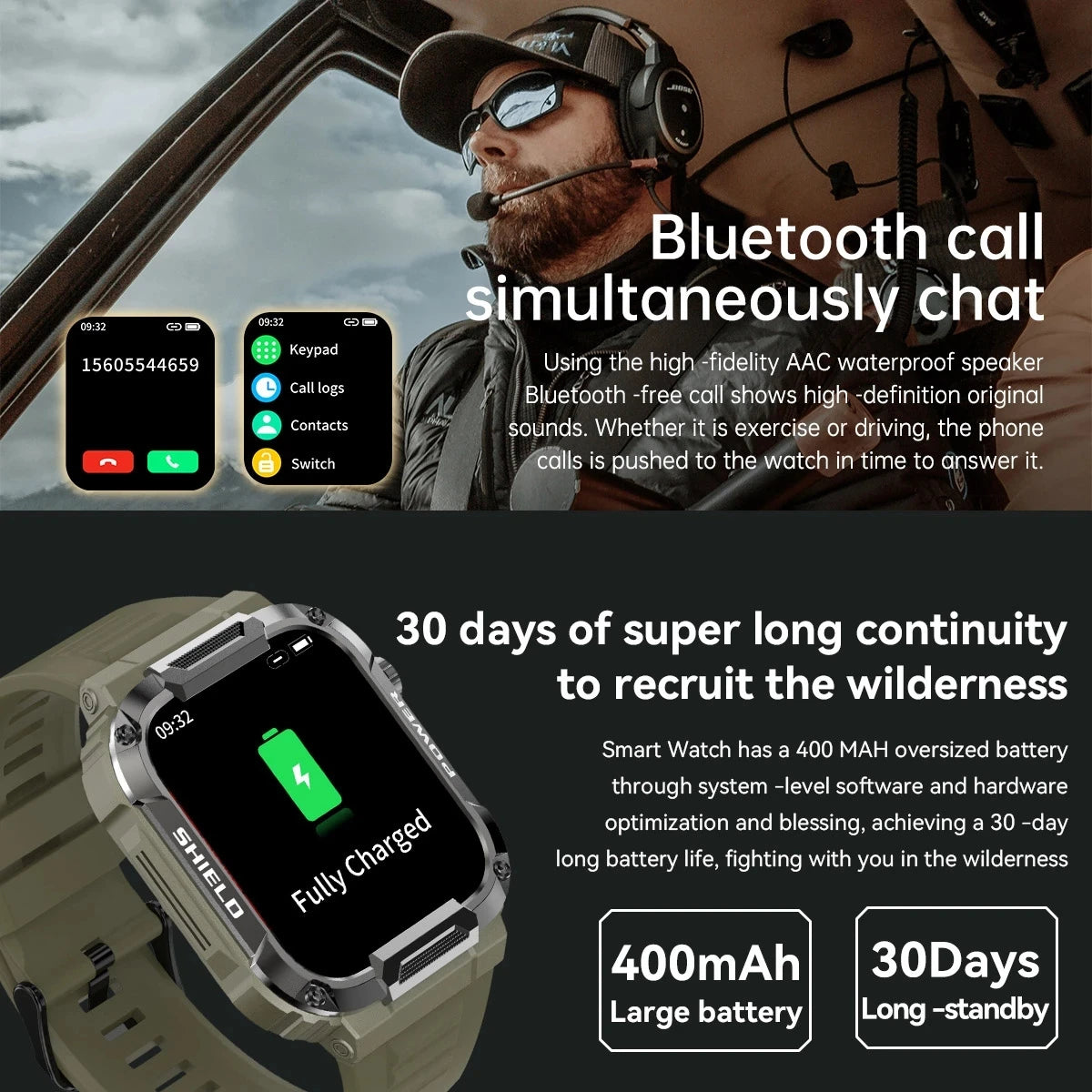 Robusto orologio militare intelligente da uomo per Android IOS Ftiness orologi Ip68 impermeabile 1.85 ''AI Voice Bluetooth Call Smartwatch 2023