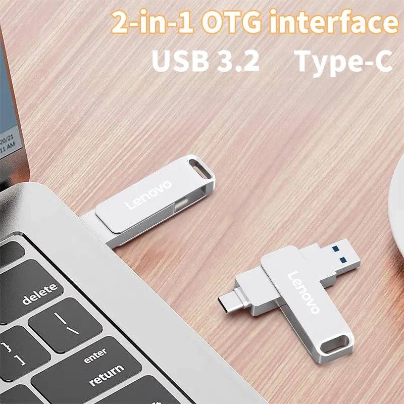 Lenovo 64TB USB Memories Type-c 2-In-1 USB 3.0 Flash Drive 8TB 16TB OTG Pendrive 128GB High Speed Flash Disk 256GB For Computer