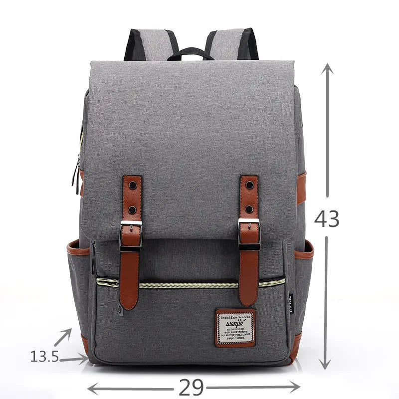 Vintage 16 Zoll Laptop Rucksack Frauen Leinwand Taschen Männer Leinwand Reise Freizeit Rucksäcke Retro Casual Bag Schultaschen für Jugendliche