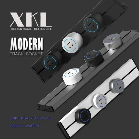 MODERN Track Socket Rail Wall Mounted Movable Sockets High End Home Appliance Power 8000W EU US UK Standard USB C Ports