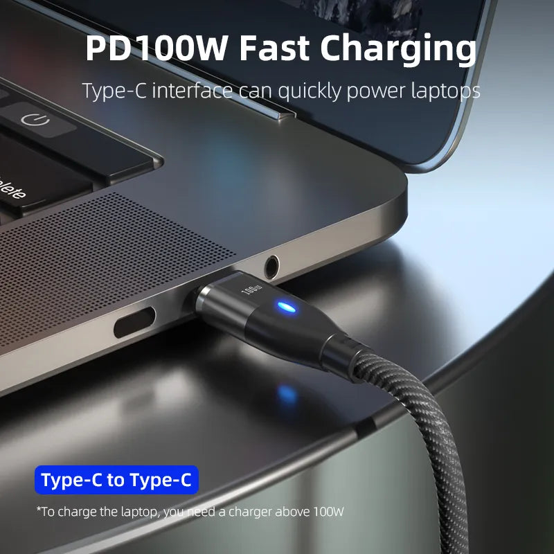 PD 100W Magnetic Cable USB Typc-C to Type c PD 60W Lightning micro Cable Fast Charging For MacBook iphone Samsung S23 S22 21ipad