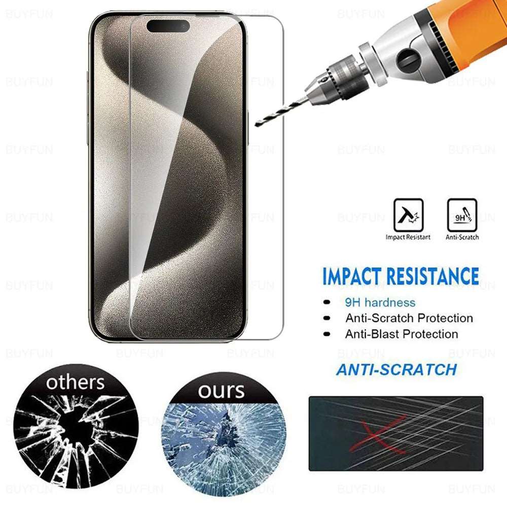 iPhone15Pro Glass 4Pcs Tempered Glass For iPhone 15 Pro Max iPhone15 Plus 15Pro i15 ProMax 5G Screen Protector Armor Cover Film