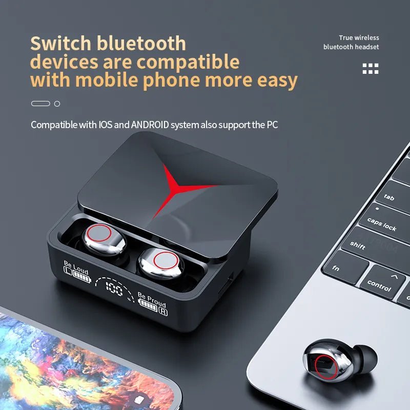 2023 neue Bluetooth 5,3 Wireless TWS Headset Wasserdichte Noise Cancelling Spiel Ohrhörer mit LED-Bildschirm HiFi Musik Sport Kopfhörer