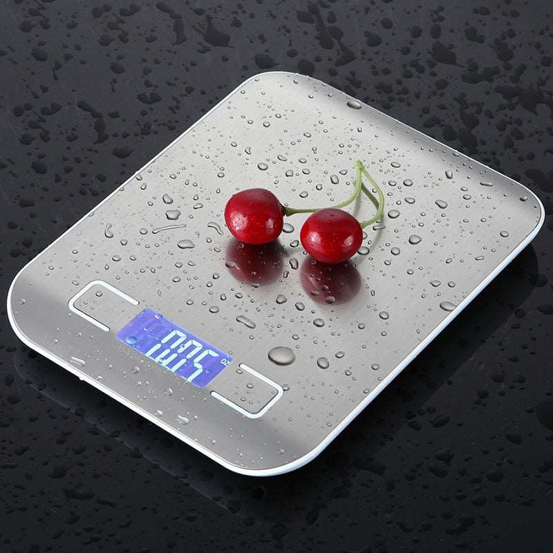 Digital Kitchen Scale 5kg/10kg Stainless Steel Panel USB Charg Precise Small Platform Scale Portable Multifunction LCD Display