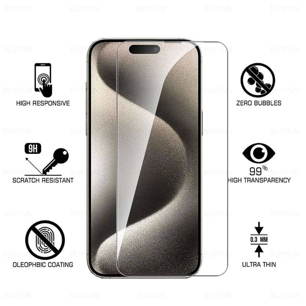 iPhone15Pro Glass 4Pcs Tempered Glass For iPhone 15 Pro Max iPhone15 Plus 15Pro i15 ProMax 5G Screen Protector Armor Cover Film