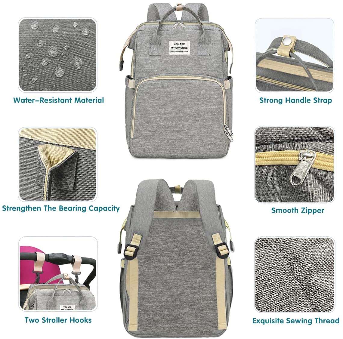 Diaper Bag Backpack, Multifunction Travel Back Pack Maternity Baby Nappy Changing Bags, Large Capacity, Waterproof, Portable