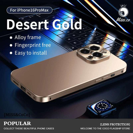 Luxury Aluminum Metal Frame Phone Case For Iphone 16 15 Pro Max 16ProMax Metal Frame PC Back Panel Shockproof Phone Cover
