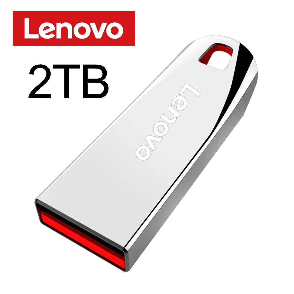 Lenovo 2TB USB Flash Drives Mini Metal Real Capacity Memory Stick Black Pen Drive Creative Business Gift Silver Storage U Disk