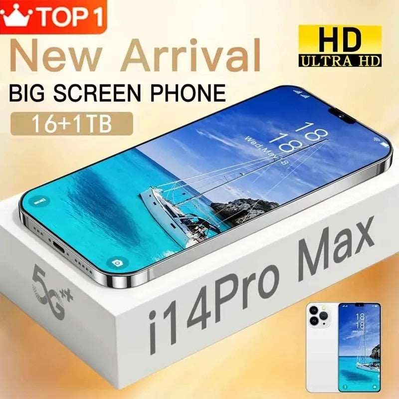 Global Version HD 6.7 Inch I14 Pro Max Smartphone Brand New Original 4G 5G Mobile Phones 2023 Full Screen16GB+1TB Cell Phone