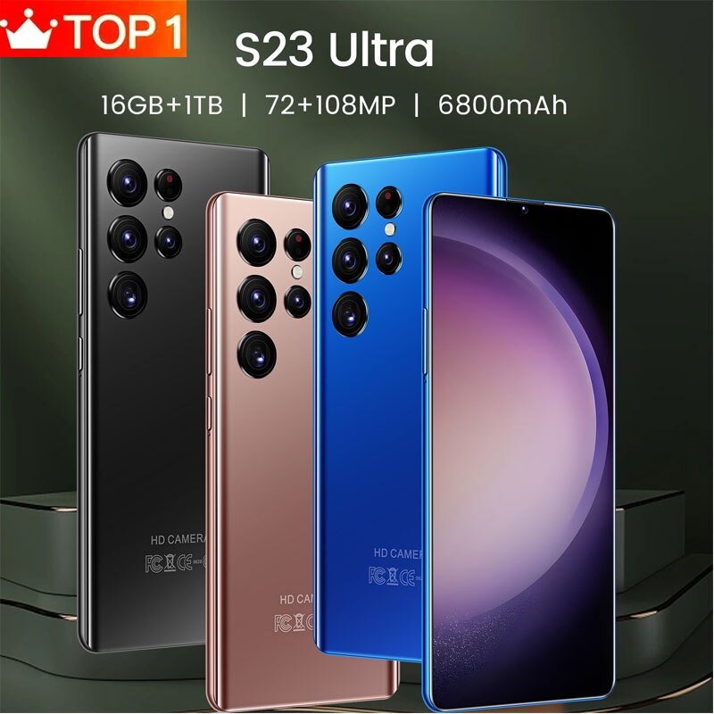 S23 Ultra neues Smartphone Android-Handy 7,3-Zoll-HD-Bildschirm-Handy Pro-Telefon 6800 mAh 16 + 1 TB Kamera 5G-Handys entsperren