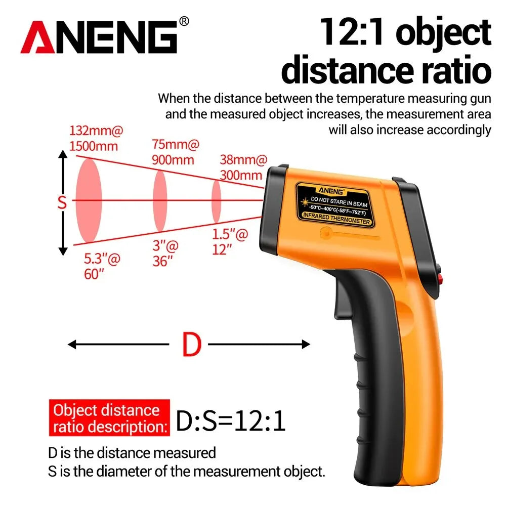 ANENG TH201 Celsius Display Digital Infrared Thermometer Highly Sensitive Non-contact Temperature Measuring Gun Hygrometer