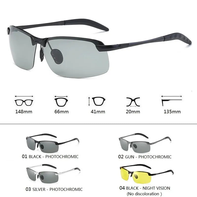 Photochromic Sunglasses Men Polarized Driving Chameleon Glasses Male Change Color Sun Glasses Day Night Vision Driver's Eyewear 