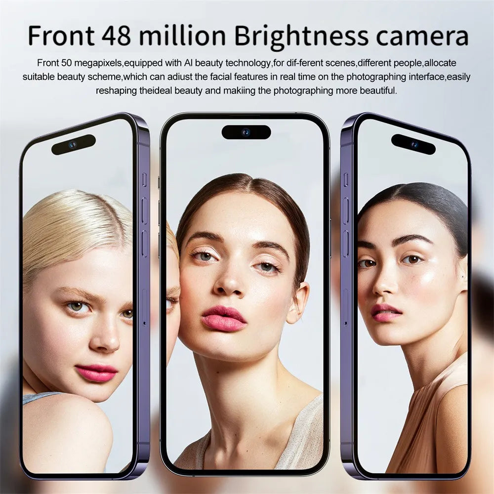 New I15 Pro Max Global Version Face ID 6.7 Inch Smartphone 4G 5G Cellphones 16GB+1TB Cell Phone 8000mAh Android Mobile Phones