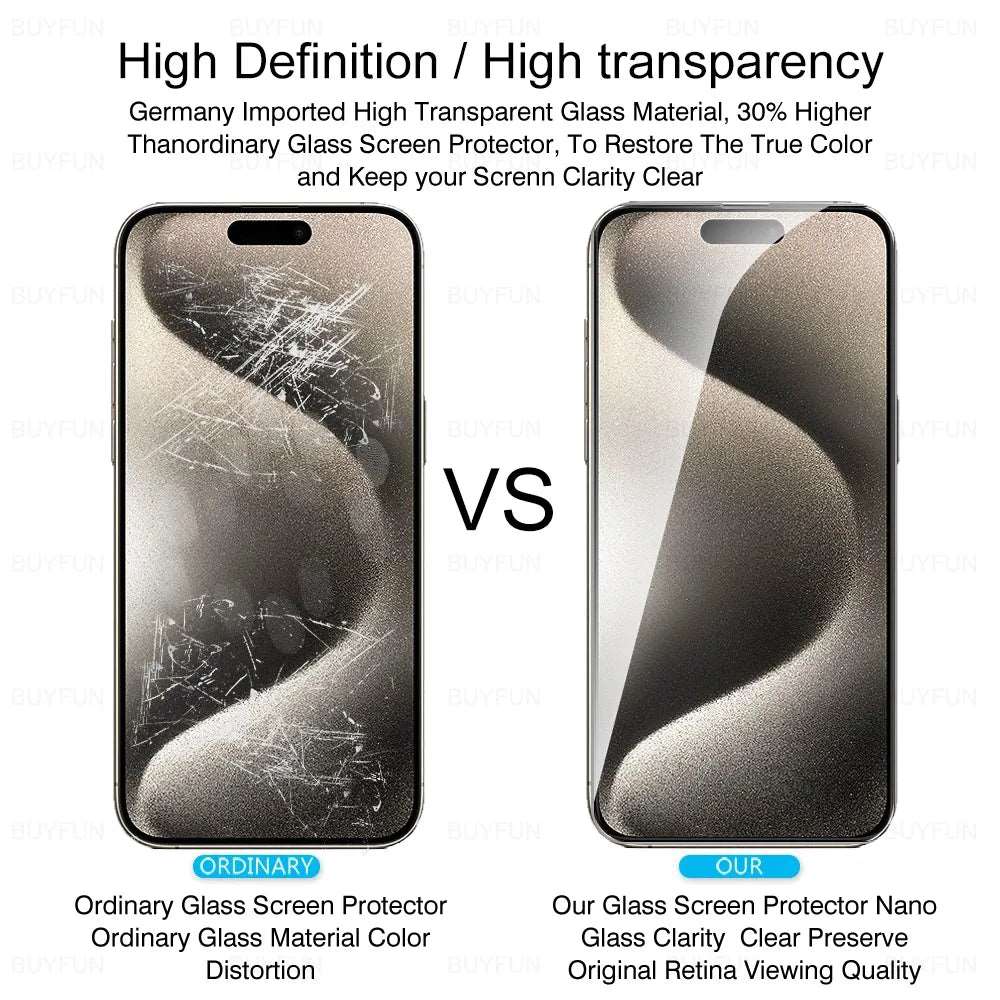 iPhone15Pro Glass 4Pcs Tempered Glass For iPhone 15 Pro Max iPhone15 Plus 15Pro i15 ProMax 5G Screen Protector Armor Cover Film