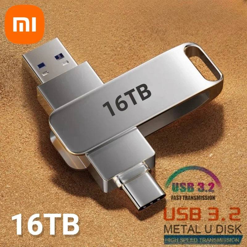 Xiaomi 16TB Flash Drive Usb 3.2 Super High Speed Metal Transfer U Disk Pen Drive Waterproof Type C Disk SSD USB Drive Disk