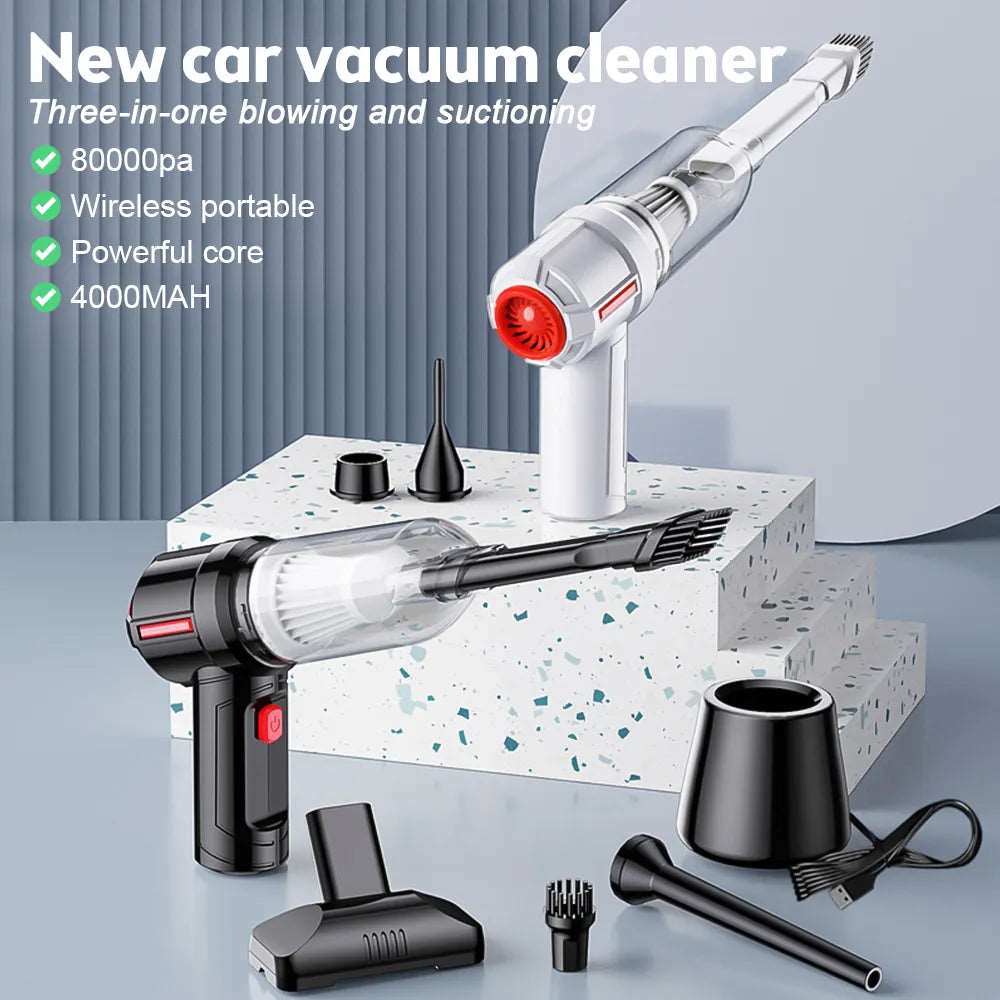 3 In 1 90000Pa Car Vacuum Cleaner Wireless Charging Compressed Air Duster Handheld High-power Air Blower Duster for Home Office