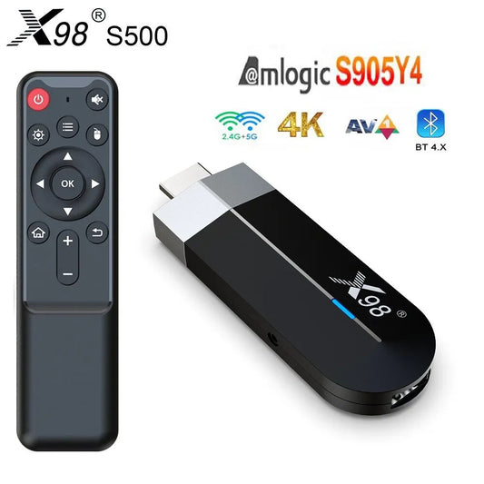 X98 S500 Smart TV Box Android 11 Amlogic S905Y4 Quad Core Bluetooth-Kompatibel 4G 32G AV1 4K 60fps 5G Wifi Google Player Stick