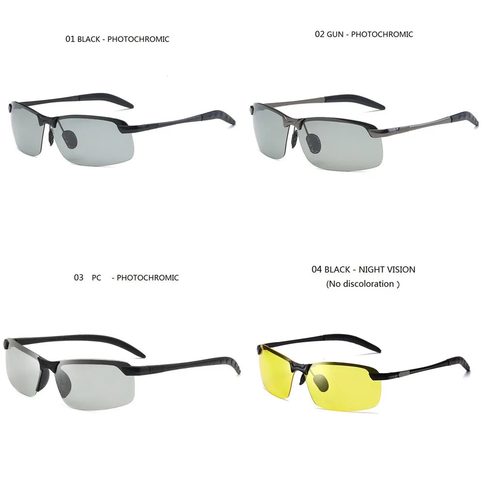 Photochromic Sunglasses Men Polarized Driving Chameleon Glasses Male Change Color Sun Glasses Day Night Vision Driver's Eyewear 