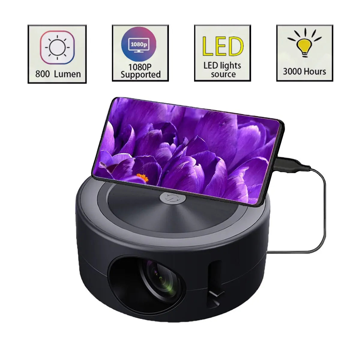 Salange LED Mini Projector Mobile Video Beamer Support Home Theater 1080P USB Sync Screen Smartphone Kids Projetor PK YT200