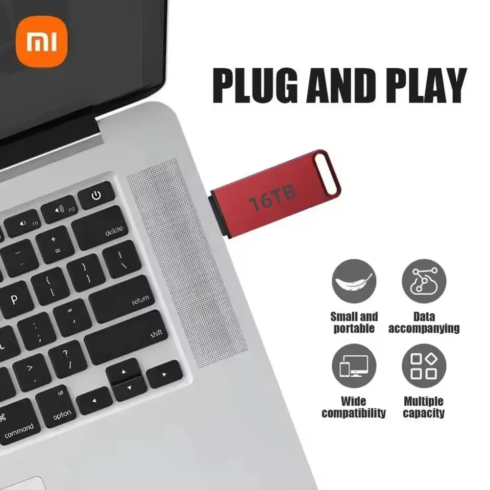 Xiaomi 16TB Metal Flash Drive OTG USB3.2 High Speed Transfer Type C U Flash SSD Portable Flash Drive Memory Waterproof U Drive