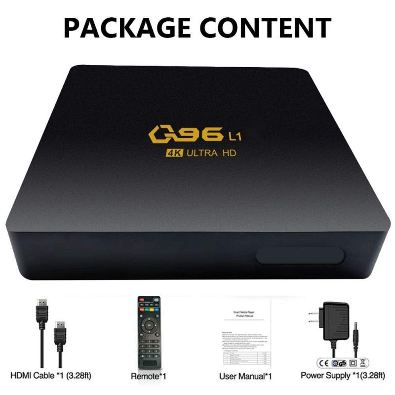 2023 Neue Smart TV BOX Q96 L1 Android 7.1 Amlogic S905 L1 Chip 4G 4k UHD h. 265 Mehrsprachige Unterstützung HDMI 2 Kostenloser Versand P281