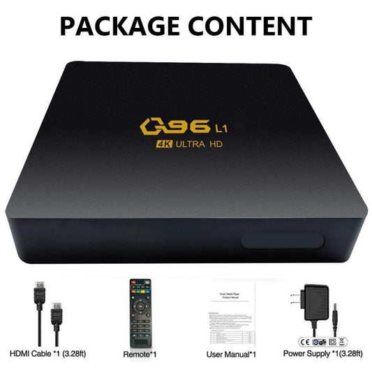 2023 New Smart TV BOX Q96 L1 Android 7.1 Amlogic S905 L1 Chip 4G 4k UHD h. 265 Multi-Language Support HDMI 2 Free Ship P281