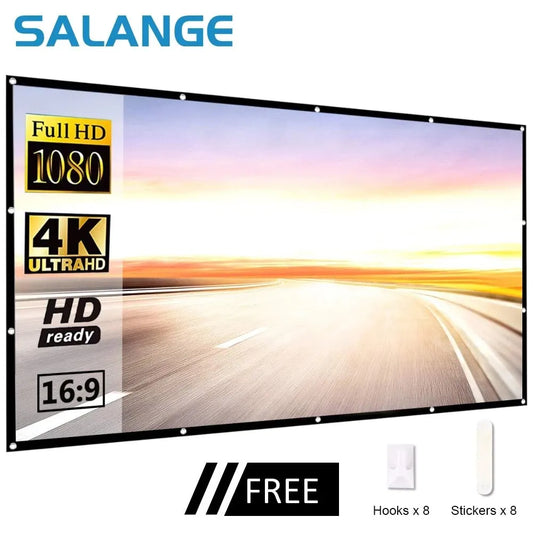 Salange Projektor-Leinwand, tragbare Projektionswand, 100 Zoll, 120 Zoll, 150 Zoll, 16:9, Outdoor-Filmleinwand für Reise-Heimkino