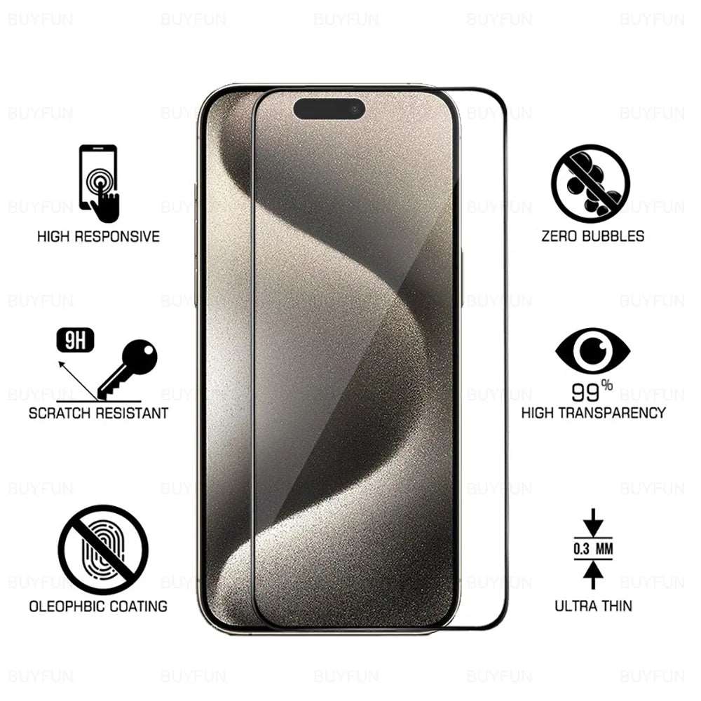 For iPhone 15 Pro Max Glass 4in1 3D Camera Tempered Glass iPhone15Pro iPhone15 Plus 15Pro i15 ProMax Screen Protector Cover Film