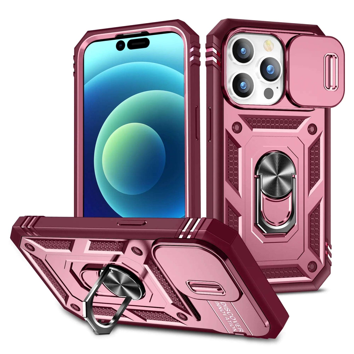 Case For iPhone 15 14 13 12 11 Pro XS Max 8 Armor Designed Shockproof Rugged Military Grade Protective Slide Lens Protector Case