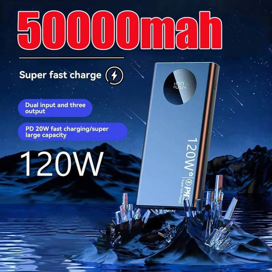 120W Fast Charging 50000mAh Thin And Light Portable Power Bank Cell Phone Accessories External Battery For IPhone Samsung Xiaomi