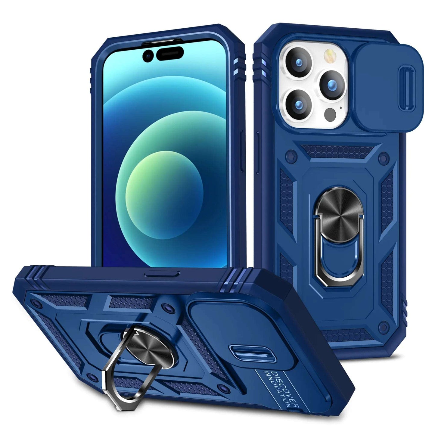 Case For iPhone 15 14 13 12 11 Pro XS Max 8 Armor Designed Shockproof Rugged Military Grade Protective Slide Lens Protector Case