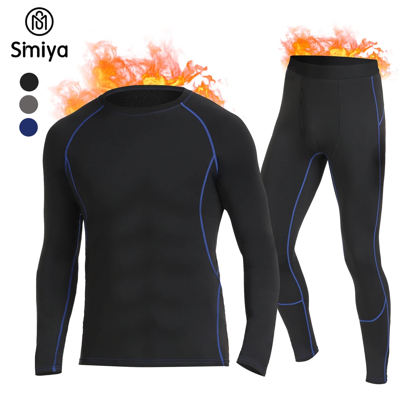 Set di biancheria intima termica Mens Long Johns strato di Base ad asciugatura rapida con compressione foderata in pile inverno manica lunga Top Bottom Workout