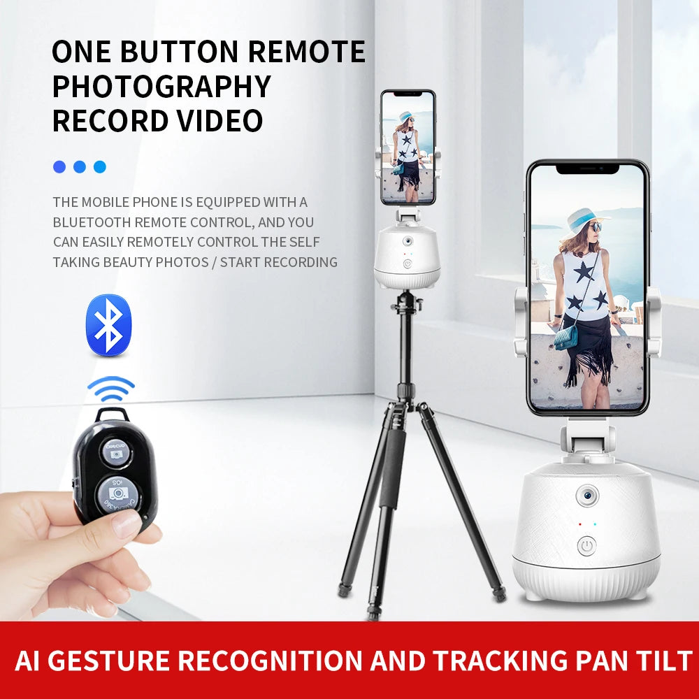 Smart Selfie Stick dopo le riprese Gimbal rotazione a 360 gradi supporto per telefono con fotocamera con tracciamento automatico 3D Live Face regolabile