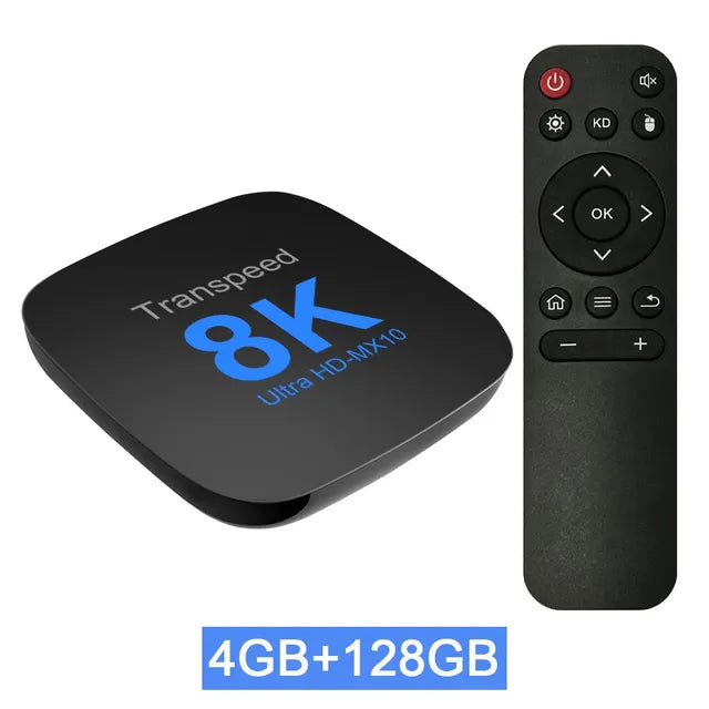 Transspeed Android 13 TV Box ATV Dual Wifi mit TV Apps 8K Video BT5.0+ RK3528 4K 3D Voice Media Player Set Top Box