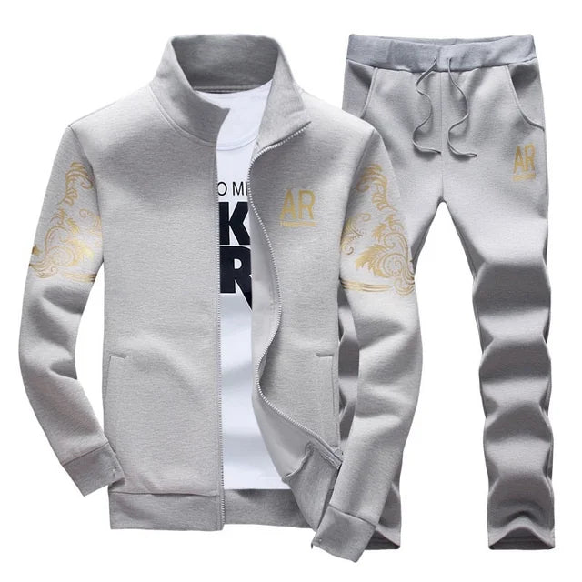 Tracksuit Men 2018 Autumn Sportswear Fashion Mens Set 2 pieces Zipper Jacket Hoodie + SweatPant Moleton Masculino Set