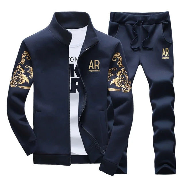 Tracksuit Men 2018 Autumn Sportswear Fashion Mens Set 2 pieces Zipper Jacket Hoodie + SweatPant Moleton Masculino Set