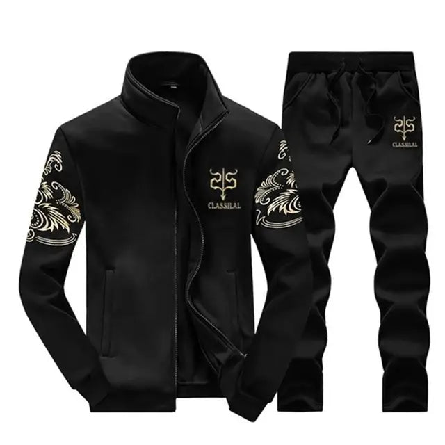 Tracksuit Men 2018 Autumn Sportswear Fashion Mens Set 2 pieces Zipper Jacket Hoodie + SweatPant Moleton Masculino Set