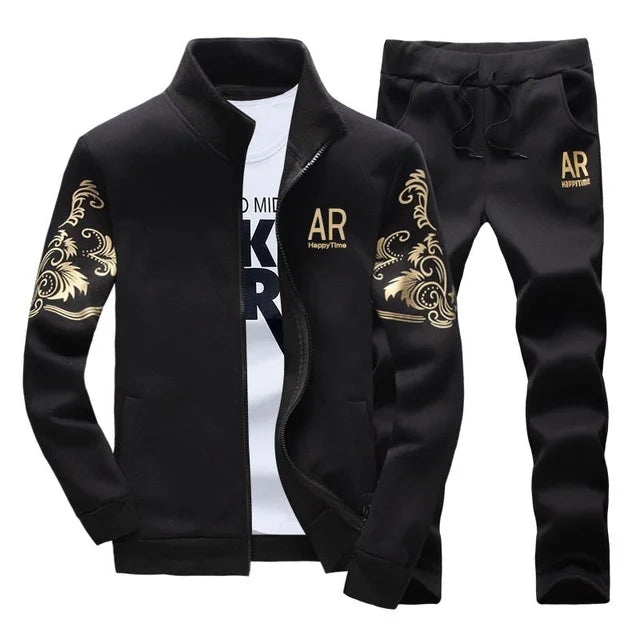 Tracksuit Men 2018 Autumn Sportswear Fashion Mens Set 2 pieces Zipper Jacket Hoodie + SweatPant Moleton Masculino Set