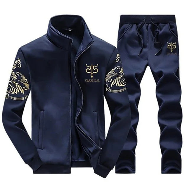 Tracksuit Men 2018 Autumn Sportswear Fashion Mens Set 2 pieces Zipper Jacket Hoodie + SweatPant Moleton Masculino Set