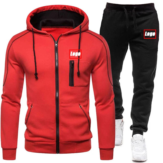 Men's Tracksuit Fashion Hoodies Solid Suits Men's Sweatshirts + Drawstring Sweatpants Loose Leisure Sportswear Set Winter New