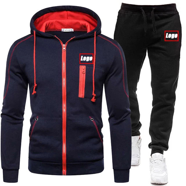 Men's Tracksuit Fashion Hoodies Solid Suits Men's Sweatshirts + Drawstring Sweatpants Loose Leisure Sportswear Set Winter New