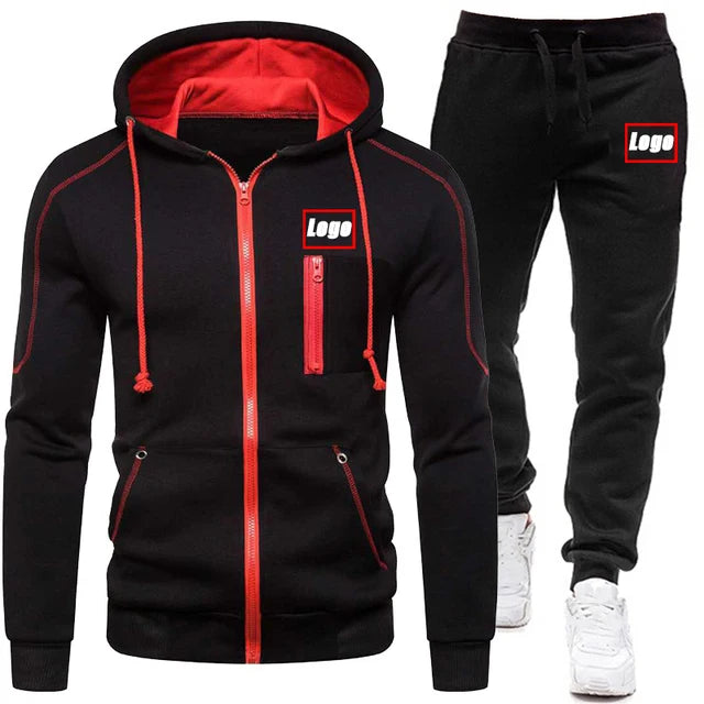 Men's Tracksuit Fashion Hoodies Solid Suits Men's Sweatshirts + Drawstring Sweatpants Loose Leisure Sportswear Set Winter New