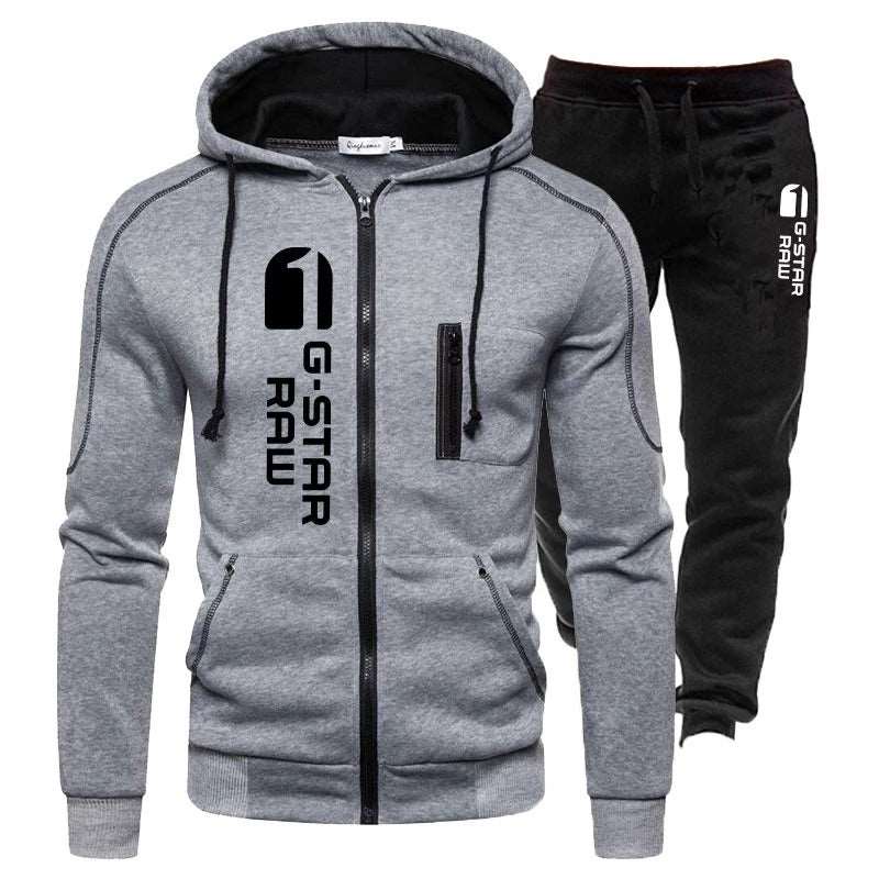 Tuta da uomo tuta da Jogging Casual Set da esterno felpe con cerniera + pantaloni sportivi neri 2 pezzi 2023 moda primavera nuovo Streetwear S-4XL