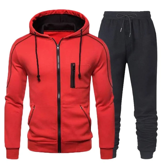 Tuta da uomo tuta da Jogging Casual Set da esterno felpe con cerniera + pantaloni sportivi neri 2 pezzi 2023 moda primavera nuovo Streetwear S-4XL