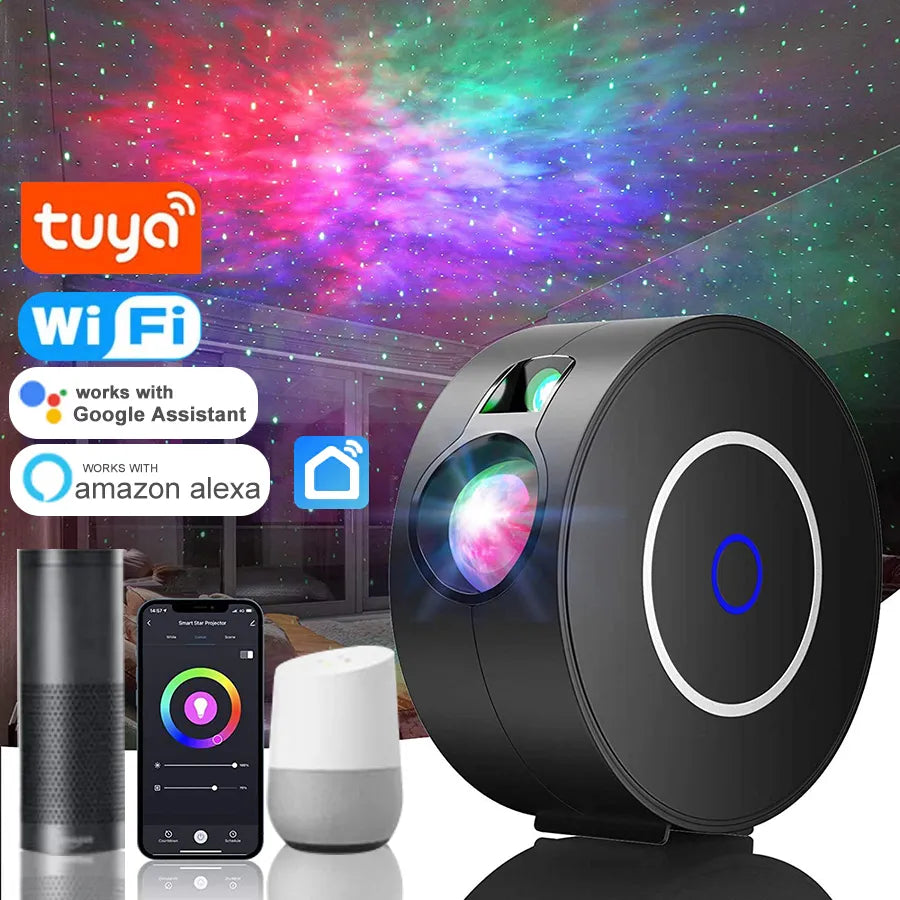 Tuya WiFi Smart Aurora Galaxy Stern Projektor Nachtlicht Alexa Voice Control APP Control Stern Projektor LED Licht Kinder Baby geschenk