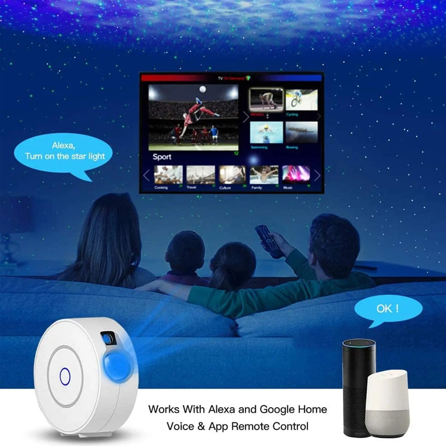 Tuya WiFi Smart Aurora Galaxy Stern Projektor Nachtlicht Alexa Voice Control APP Control Stern Projektor LED Licht Kinder Baby geschenk