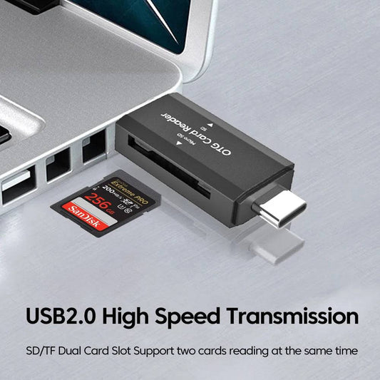 Type C SD TF Card Reader 2 in 1 USB 2.0 Card Reader for PC Laptop Accessories High Speed Smart Memory Cardreader SD Card Adapter
