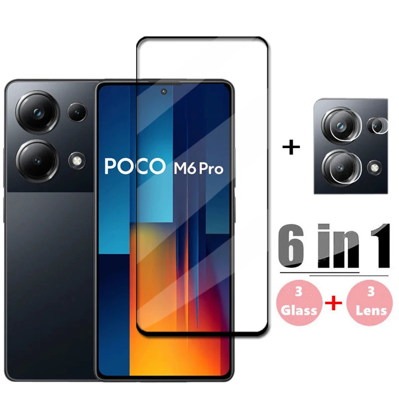 Vetro a copertura totale per Poco M6 Pro vetro temperato Poco M6 Pro Screen Protector HD pellicola protettiva per lenti del telefono Poco M6 Pro 4G Glass