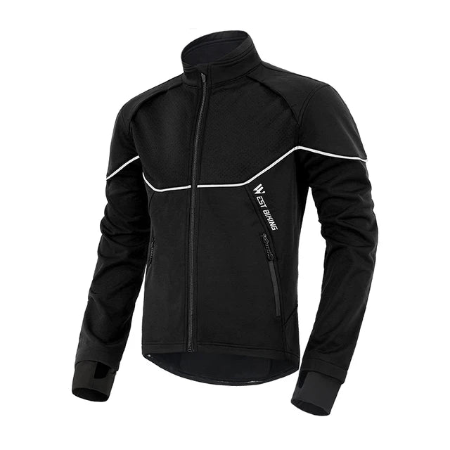 WEST BIKING Winter Men Cycling Outfit Fleece Warm MTB Jacket Reflective Cycling Sportwear Jerseys Pants Thermal Sport Gear