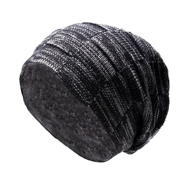 Winter Hat for Men Women Pullover Hat Scarf Suit Plus Velvet Fleece Lined Children Thick Warm Beanie Hat Male Knitted Hat Caps